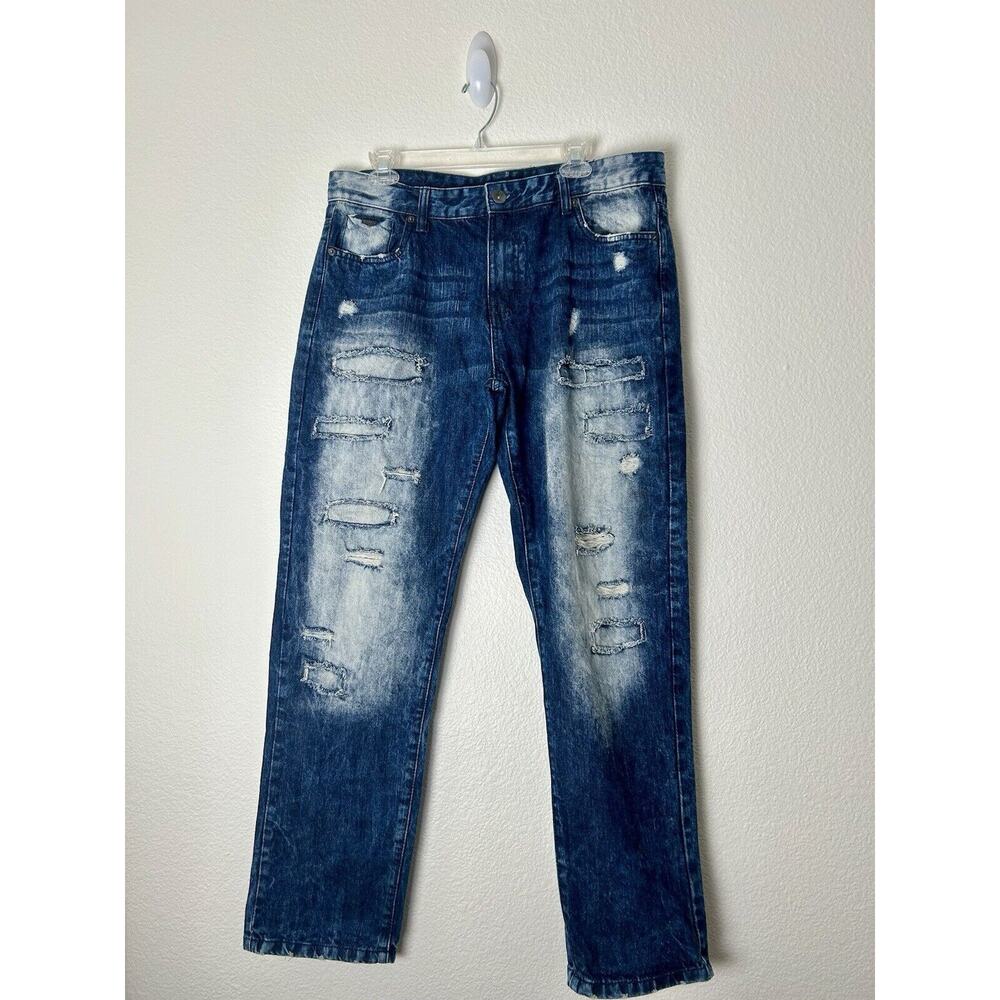 SOUTHPOLE Men's Jeans 34x30 Tag 36x32 Destroyed Denim Collection Stone Wash